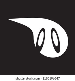 Ghost icon on the black background. Halloween ghost vector icon. 
