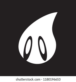 Ghost icon on the black background. Halloween ghost vector icon. 