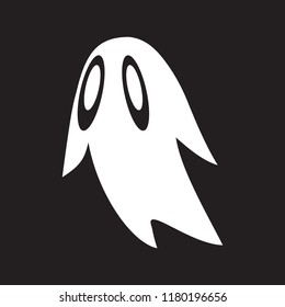 Ghost icon on the black background. Halloween ghost vector icon. 