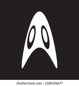 Ghost icon on the black background. Halloween ghost vector icon. 