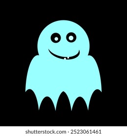 Geistersymbol auf schwarzem Hintergrund. Vektorgrafik.