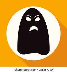 ghost icon on white circle with a long shadow