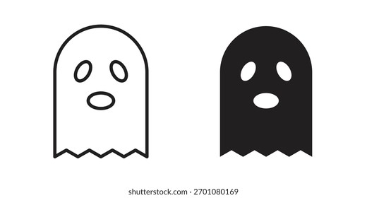Símbolo de conceito de contorno de ícone fantasma com traço editável em branco