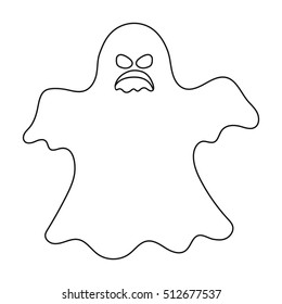 Ghost icon in outline style isolated on white background. Black and white magic symbol stock vector illustration.