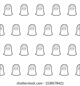 Ghost Icon seamless Halloween outline on the white background. Holiday decoration. Line vector. Doodle wallpaper. Wildlife set - Vector