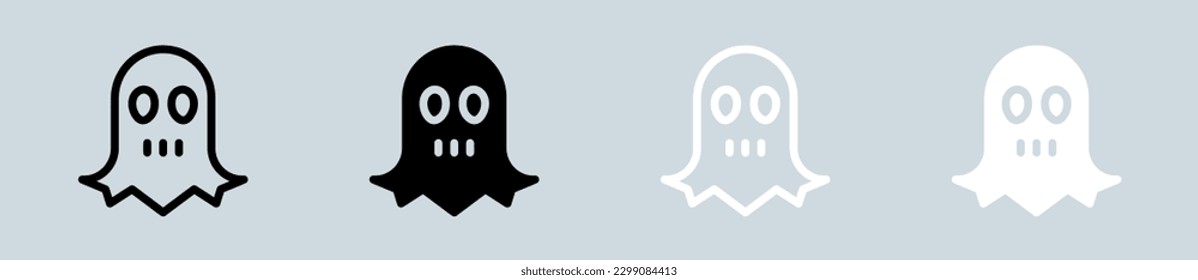 Ghost icon set in black and white. Soul signs vector illustration.