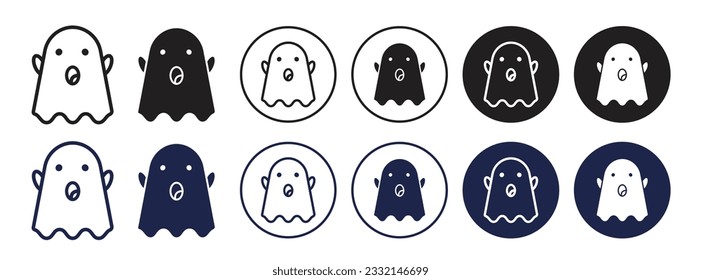 ghost icon set. cute halloween cartoon ghost vector symbol set for mobile app, and website UI design.