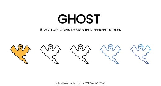 Ghost icon set, Halloween party decorations linear style signs for web and app. Vector graphics isolated on white background. Stock illustration
