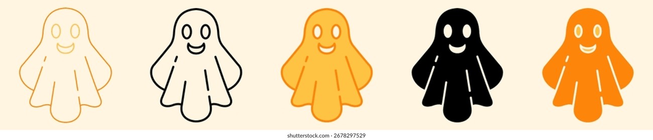 Ícone Fantasma Definir Coleção de Vários Estilos