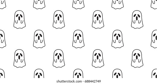 Ghost icon vector evil icon devil icon Halloween seamless pattern white wallpaper background