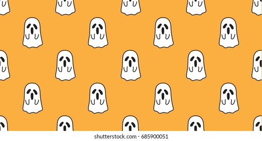 Ghost icon vector Halloween seamless pattern orange wallpaper background