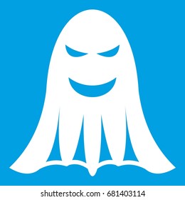 Ghost icon white isolated on blue background vector illustration