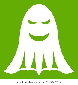 Ghost icon white isolated on green background. Vector illustration