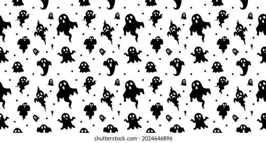 Ghost icons, Halloween seamless pattern wallpaper background. Ghost character on Halloween. Ghost vector.