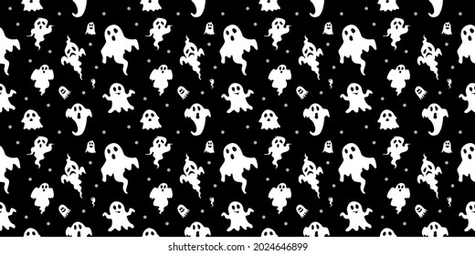 Ghost icons, Halloween seamless pattern wallpaper background. Ghost character on Halloween. Ghost vector.