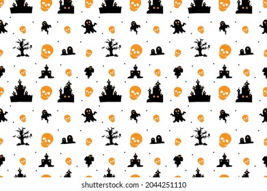 Ghost icons, Halloween seamless pattern wallpaper background. Ghost character on Halloween. Ghost vector.