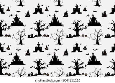 Ghost icons, Halloween seamless pattern wallpaper background. Ghost character on Halloween. Ghost vector.