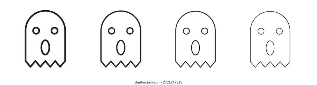 Ghost icons outline black vector design. Line with editable stroke.