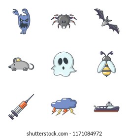 Ghost icons set. Cartoon set of 9 ghost vector icons for web isolated on white background