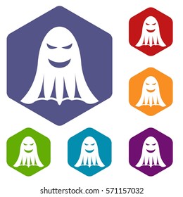 Ghost icons set rhombus in different colors isolated on white background