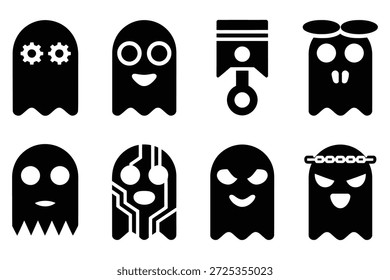 Iconos fantasma con varias caras y diseños de silueta