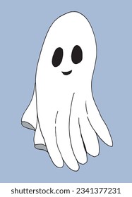 Ghost illustration image. 
Hand drawn image artwork of a ghost. 
Simple cute original logo.
Hand drawn vector illustration for posters, cards, t-shirts.