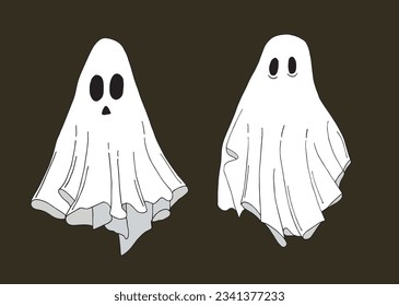 Ghost illustration image. 
Hand drawn image artwork of a ghost. 
Simple cute original logo.
Hand drawn vector illustration for posters, cards, t-shirts.