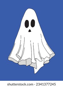 Ghost illustration image. 
Hand drawn image artwork of a ghost. 
Simple cute original logo.
Hand drawn vector illustration for posters, cards, t-shirts.