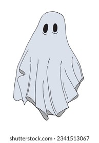 Ghost illustration image. 
Hand drawn image artwork of a ghost. 
Simple cute original logo.
Hand drawn vector illustration for posters, cards, t-shirts.
