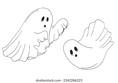 Ghost illustration image. 
Hand drawn image artwork of a ghost. 
Simple cute original logo.
Hand drawn vector illustration for posters, cards, t-shirts.