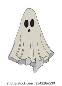 Ghost illustration image. 
Hand drawn image artwork of a ghost. 
Simple cute original logo.
Hand drawn vector illustration for posters, cards, t-shirts.
