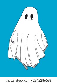 Ghost illustration image. 
Hand drawn image artwork of a ghost. 
Simple cute original logo.
Hand drawn vector illustration for posters, cards, t-shirts.