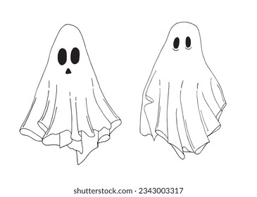 Ghost illustration image. 
Hand drawn image artwork of a ghost. 
Simple cute original logo.
Hand drawn vector illustration for posters, cards, t-shirts.