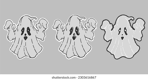 ghost illustration vector. hand drawn style ghost. set icon ghost vector stickers