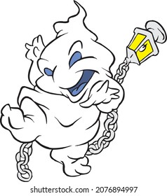 Ghost Image with Lantern and Pumpkin Cartoon Character Halloween