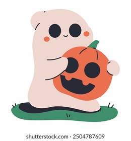 Ghost inflatable Halloween yard decoration vector cartoon illustration isolated on a white background.