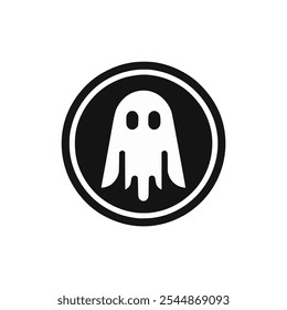 ghost inside circle logo vector illustration template design