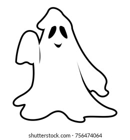 Ghost isolated on white background, Halloween vector illustration