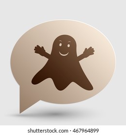 Ghost isolated sign. Brown gradient icon on bubble with shadow.