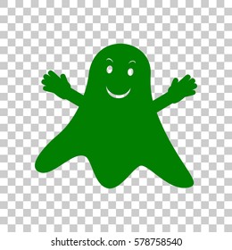 Ghost isolated sign. Dark green icon on transparent background.