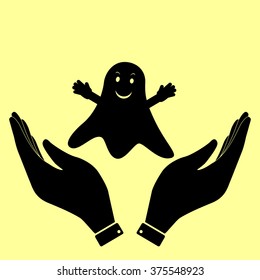 Ghost isolated sign. Flat style icon vector illustration.