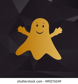 Ghost isolated sign. Golden style on background with polygons.