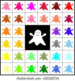 Ghost isolated sign. Vector. Felt-pen 33 colorful icons at white and black backgrounds. Colorfull.