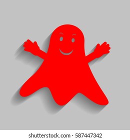 Ghost isolated sign. Vector. Red icon with soft shadow on gray background.