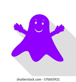 Ghost isolated sign. Violet icon with flat style shadow path.