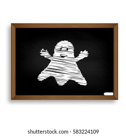 Ghost isolated sign. White chalk icon on black school board with