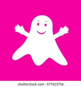 Ghost isolated sign. White icon at magenta background.