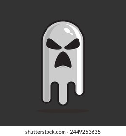 Ghost isolated symbol, Vector Halloween concept, Cartoon Ghosts, Spooky vector, White ghost with black eyes, Cute ghost icon isolated, Cute cartoon spooky character, Holiday Silhouettes,