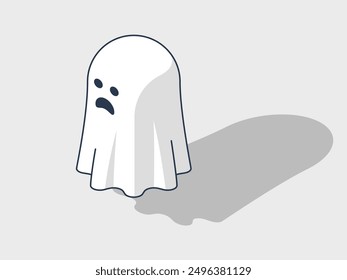 Ilustración vectorial isométrica fantasma con sombra