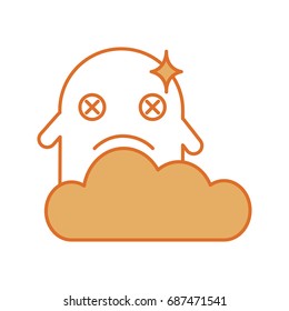 ghost kawaii character with cloud